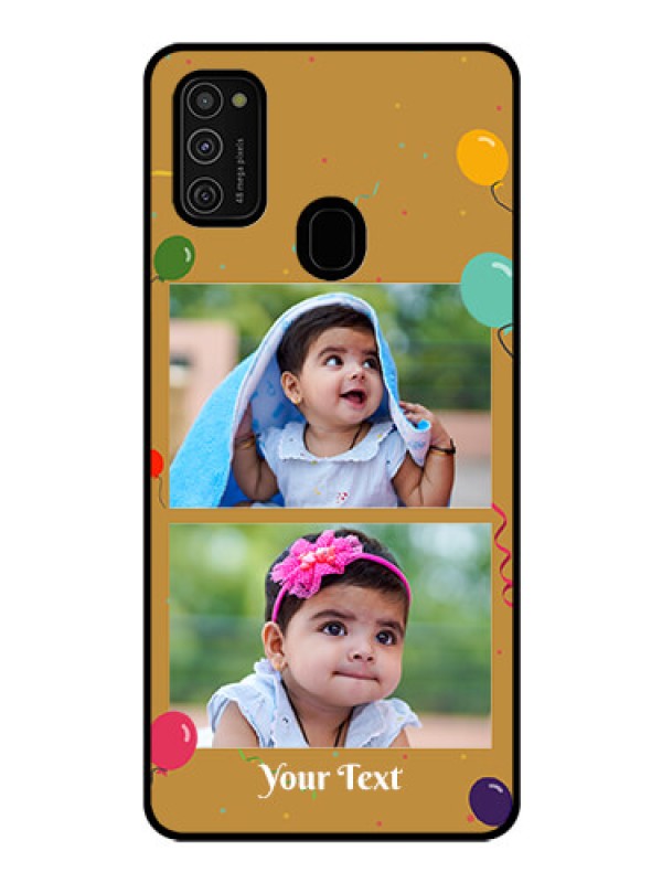 Custom Galaxy M21 Personalized Glass Phone Case  - Image Holder with Birthday Celebrations Design