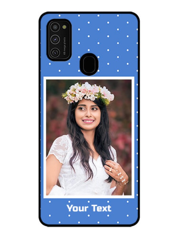 Custom Galaxy M21 Photo Printing on Glass Case  - Polka dots design