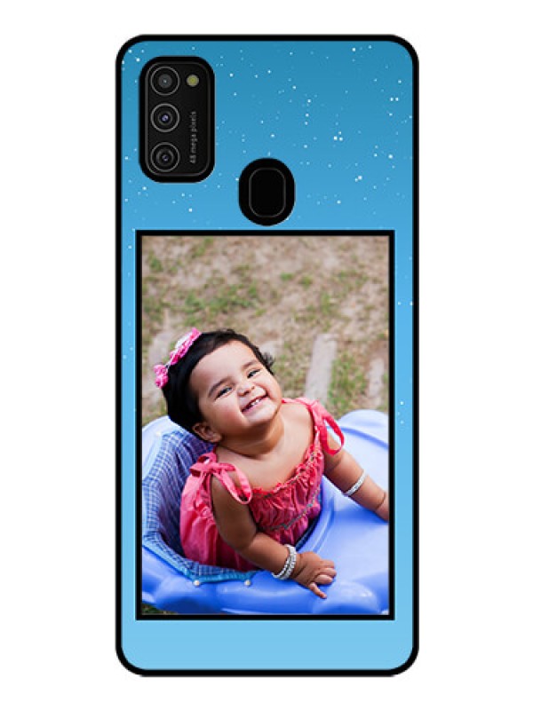 Custom Galaxy M21 Custom Glass Mobile Case  - Wave Pattern Colorful Design