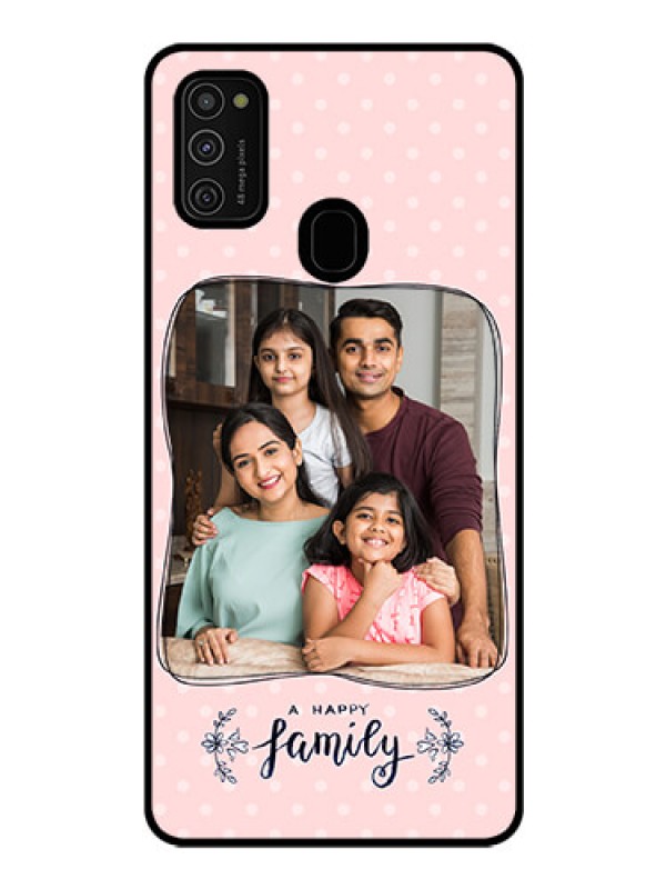 Custom Galaxy M21 Custom Glass Phone Case  - Family with Dots Design