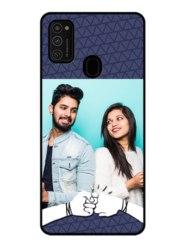 Custom Galaxy M21 Photo Printing on Glass Case  - with Best Friends Design  