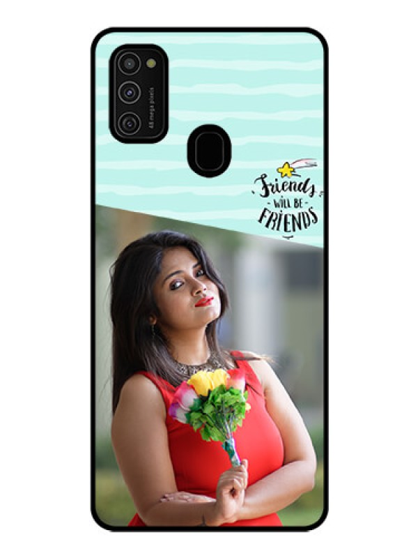 Custom Galaxy M21 Custom Glass Phone Case  - Friends Picture Icon Design
