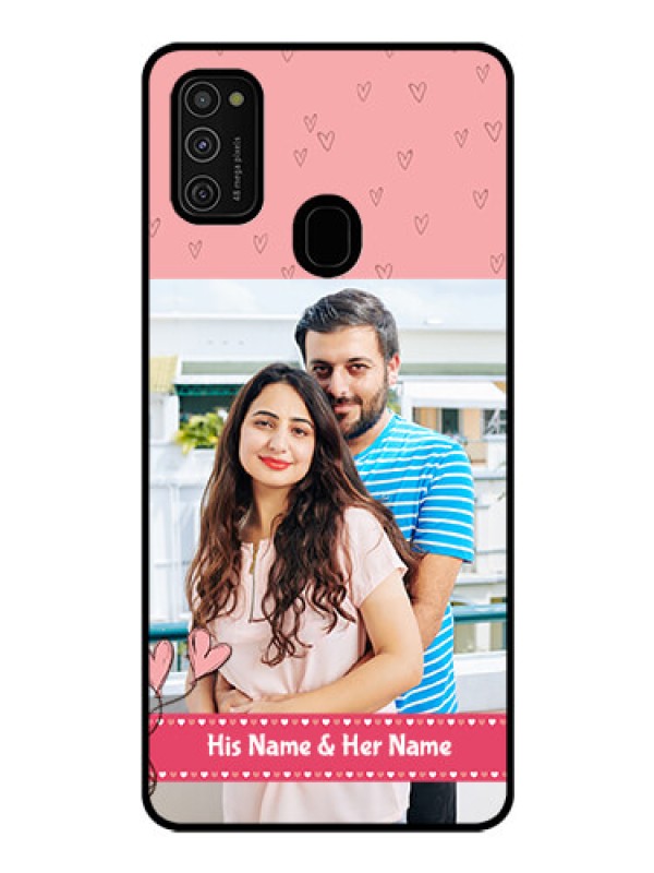 Custom Galaxy M21 Personalized Glass Phone Case  - Love Design Peach Color