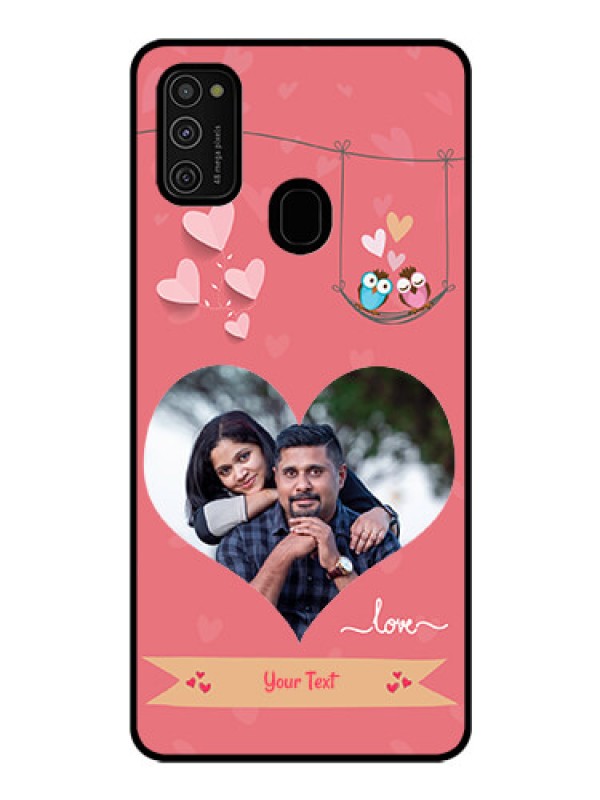 Custom Galaxy M21 Personalized Glass Phone Case  - Peach Color Love Design 