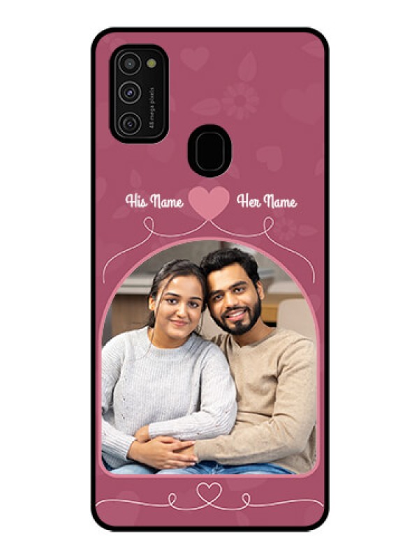 Custom Galaxy M21 Photo Printing on Glass Case  - Love Floral Design