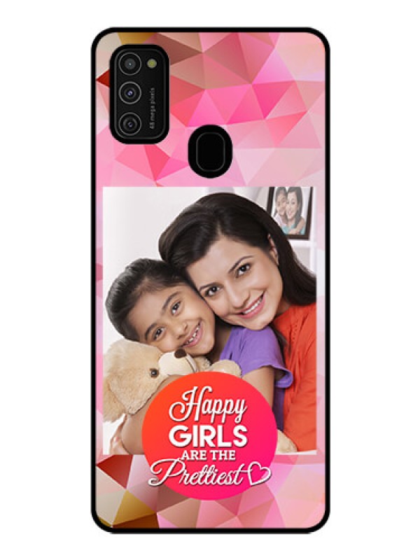 Custom Galaxy M21 Photo Printing on Glass Case  - Abstract Triangle Design