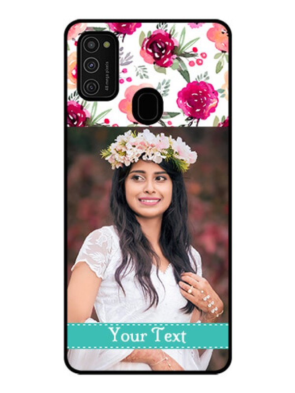 Custom Galaxy M21 Custom Glass Phone Case  - Watercolor Floral Design