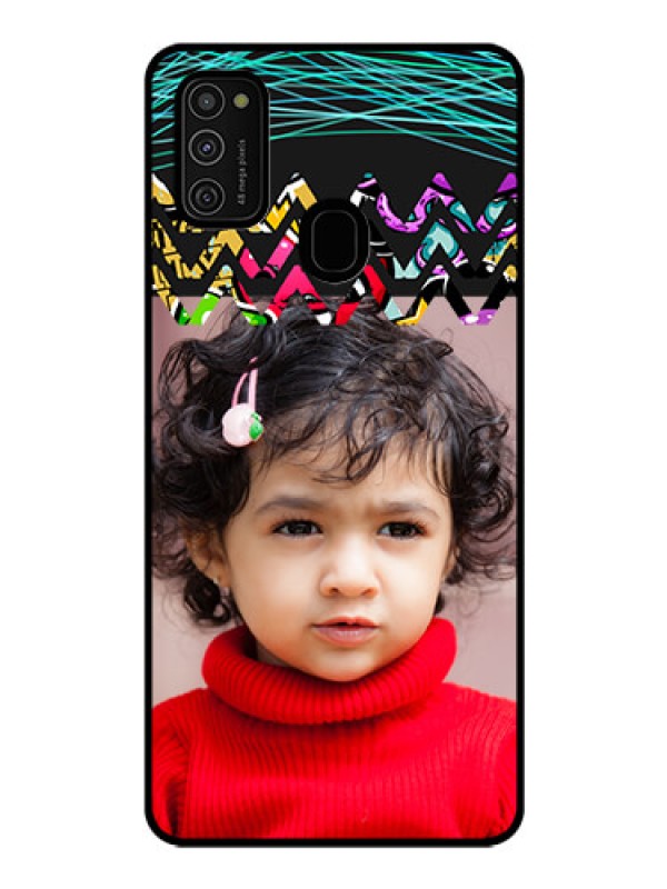 Custom Galaxy M21 Personalized Glass Phone Case  - Neon Abstract Design