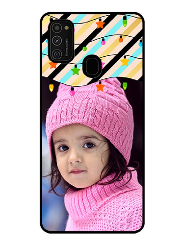 Custom Galaxy M21 Custom Glass Mobile Case  - Lights Hanging Design