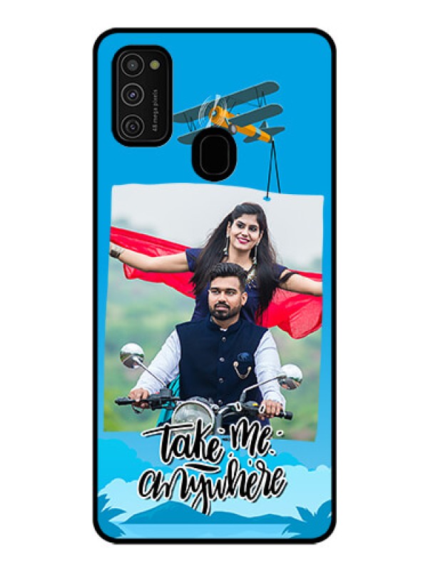 Custom Galaxy M21 Custom Glass Mobile Case  - Traveller Design 