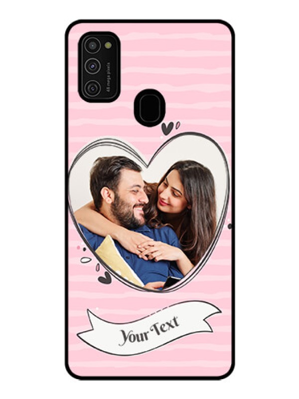 Custom Galaxy M21 Custom Glass Phone Case  - Vintage Heart Design