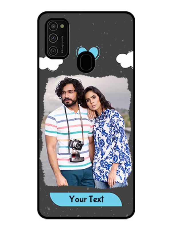 Custom Galaxy M21 Custom Glass Phone Case  - Splashes with love doodles Design