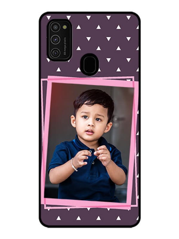Custom Galaxy M21 Custom Glass Mobile Case  - Triangle Pattern Dotted Design