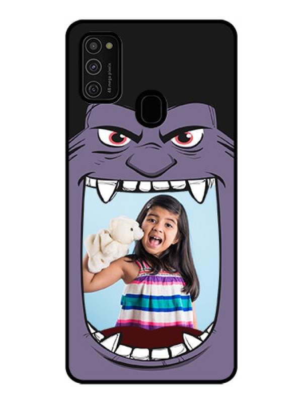 Custom Galaxy M21 Custom Glass Phone Case  - Angry Monster Design