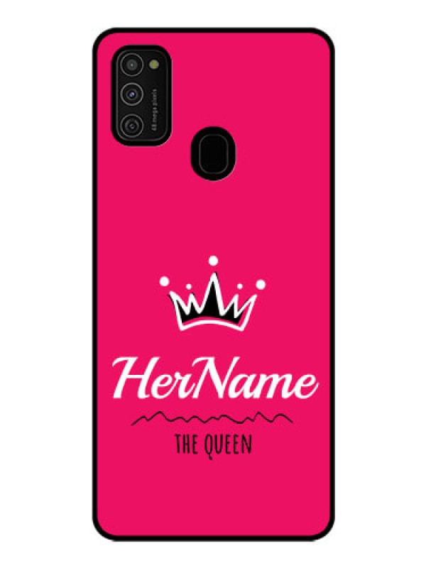 Custom Galaxy M21 Glass Phone Case Queen with Name
