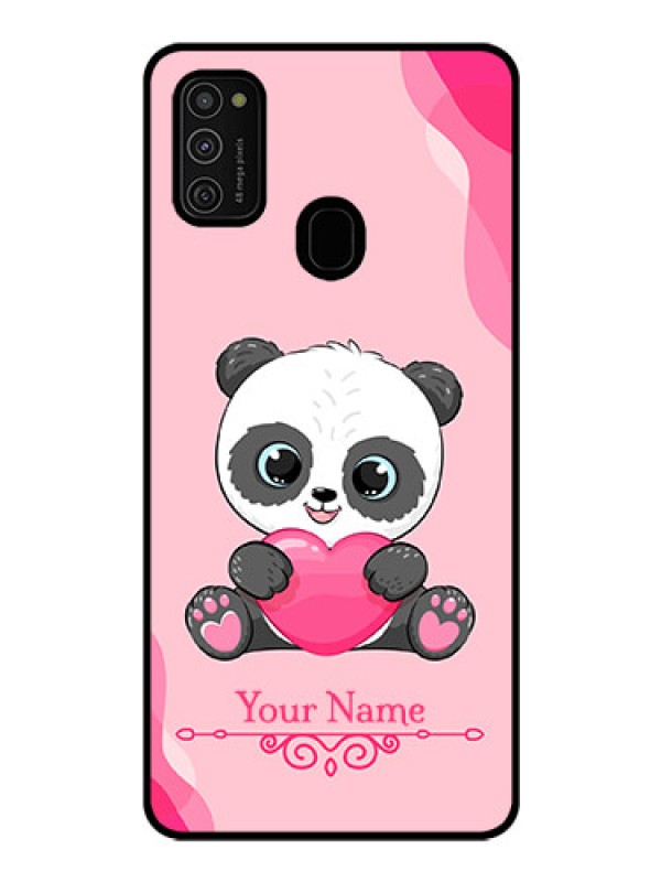 Custom Galaxy M21 Custom Glass Mobile Case - Cute Panda Design