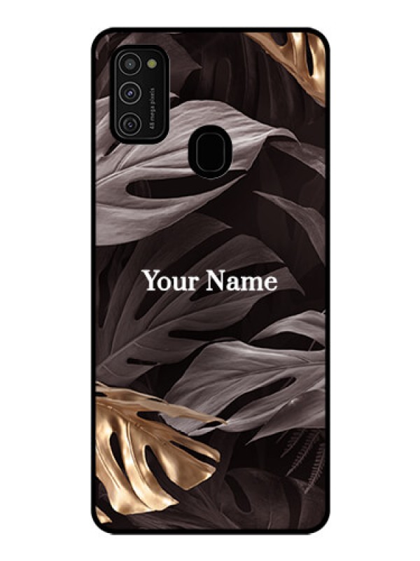 Custom Galaxy M21 Personalised Glass Phone Case - Wild Leaves digital paint Design