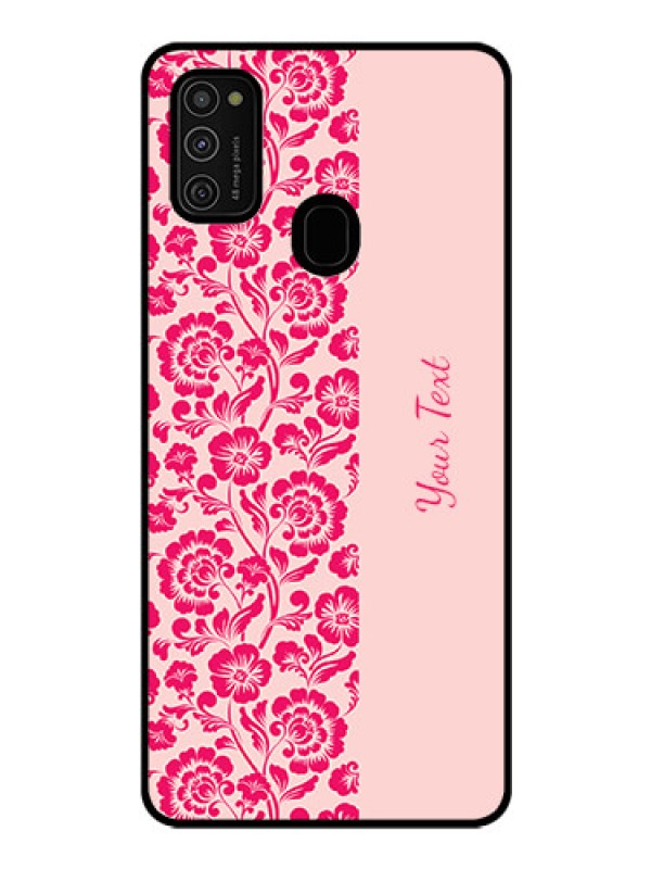 Custom Galaxy M21 Custom Glass Phone Case - Attractive Floral Pattern Design