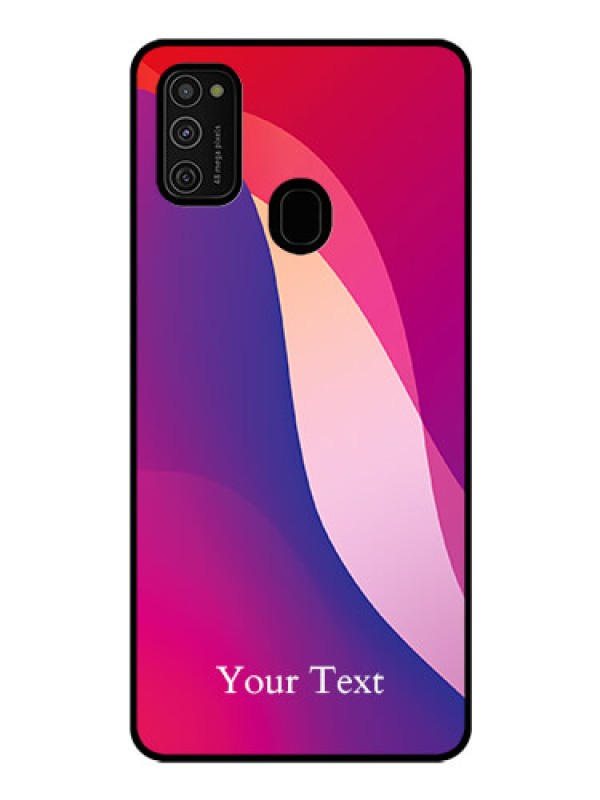 Custom Galaxy M21 Personalized Glass Phone Case - Digital abstract Overlap Design