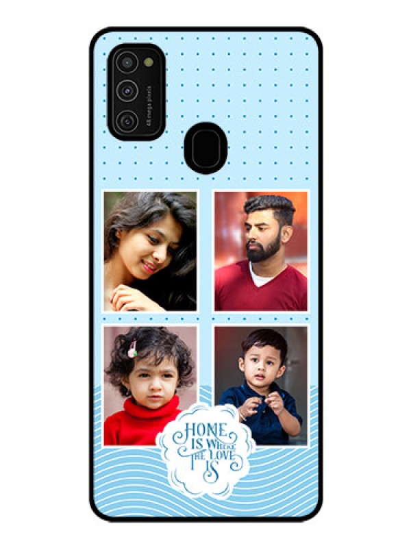 Custom Galaxy M21 Custom Glass Phone Case - Cute love quote with 4 pic upload Design