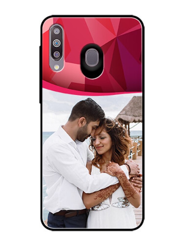 Custom Samsung Galaxy M30 Custom Glass Mobile Case  - Red Abstract Design