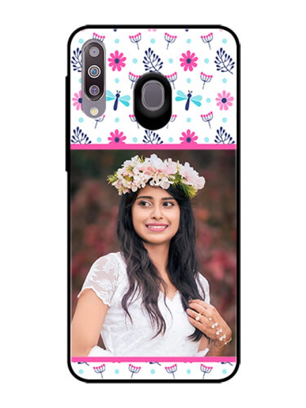 Custom Samsung Galaxy M30 Photo Printing on Glass Case  - Colorful Flower Design