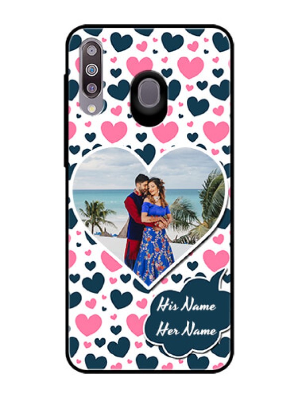 Custom Samsung Galaxy M30 Custom Glass Phone Case  - Pink & Blue Heart Design