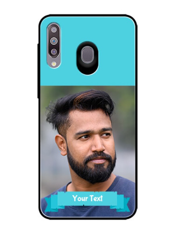 Custom Samsung Galaxy M30 Personalized Glass Phone Case  - Simple Blue Color Design