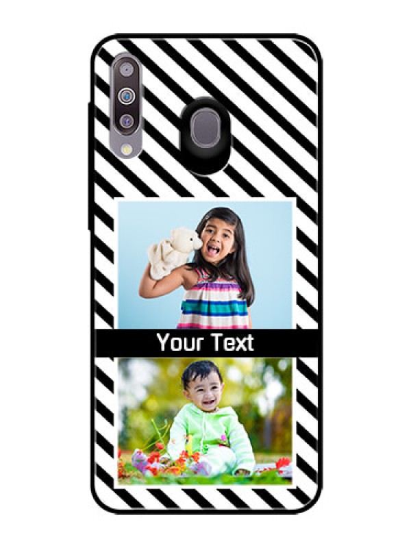 Custom Samsung Galaxy M30 Photo Printing on Glass Case  - Black And White Stripes Design