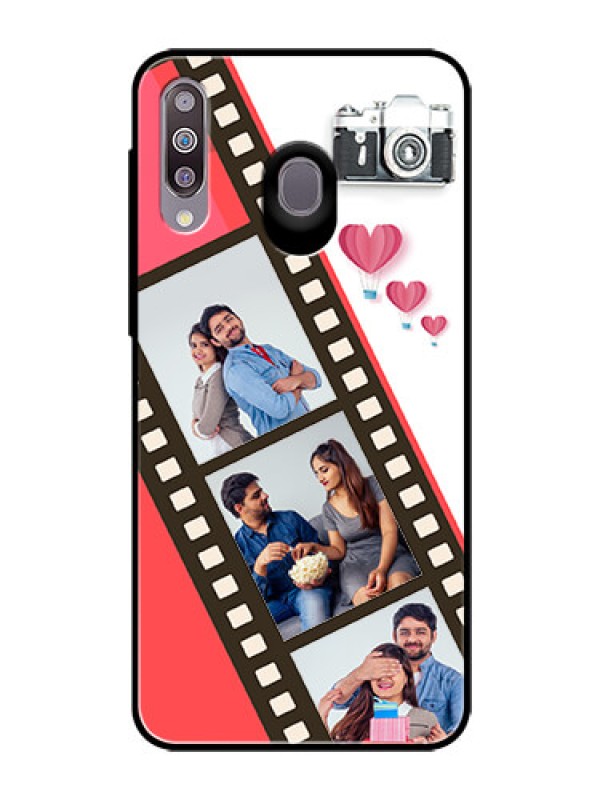 Custom Samsung Galaxy M30 Personalized Glass Phone Case  - 3 Image Holder with Film Reel