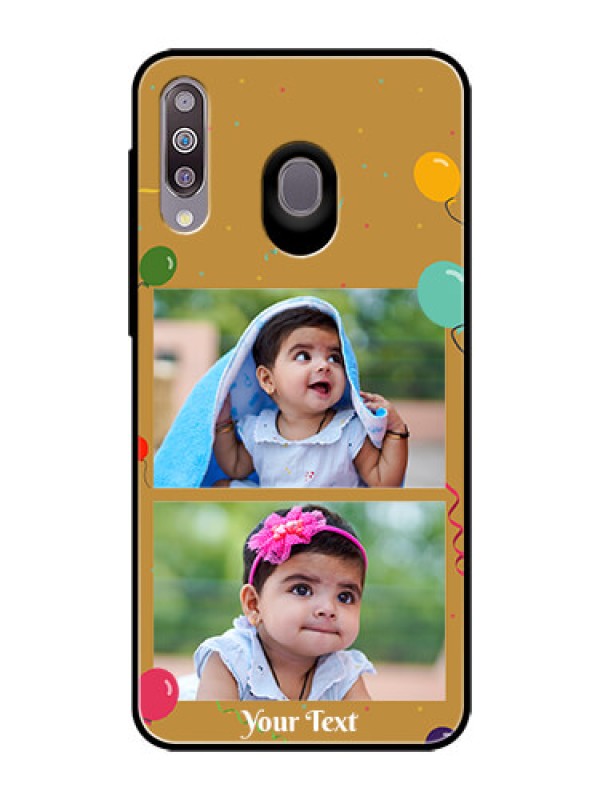 Custom Samsung Galaxy M30 Personalized Glass Phone Case  - Image Holder with Birthday Celebrations Design