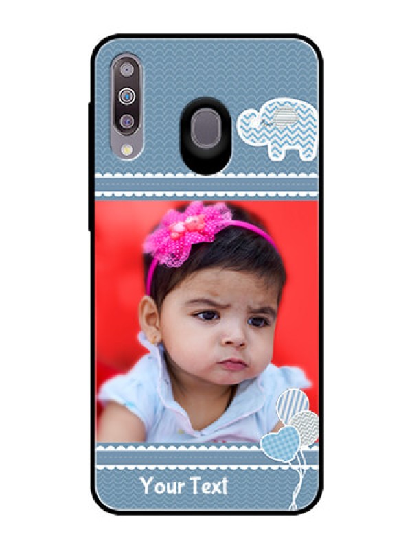 Custom Samsung Galaxy M30 Photo Printing on Glass Case  - with Kids Pattern Design