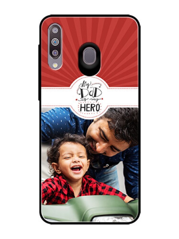 Custom Samsung Galaxy M30 Photo Printing on Glass Case  - My Dad Hero Design