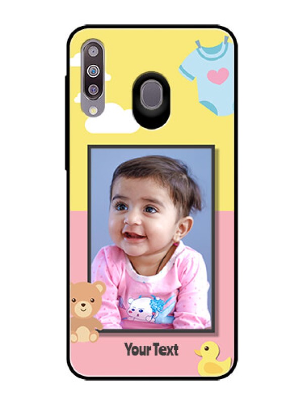 Custom Samsung Galaxy M30 Photo Printing on Glass Case  - Kids 2 Color Design