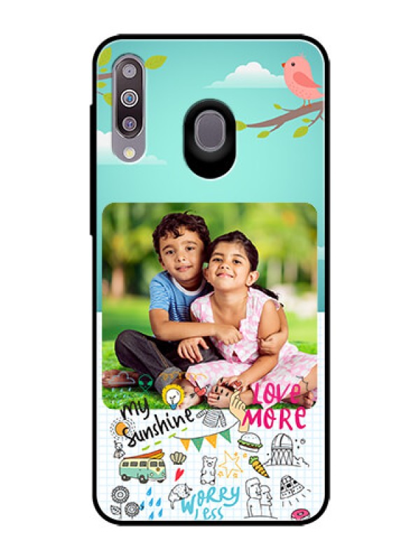 Custom Samsung Galaxy M30 Photo Printing on Glass Case  - Doodle love Design