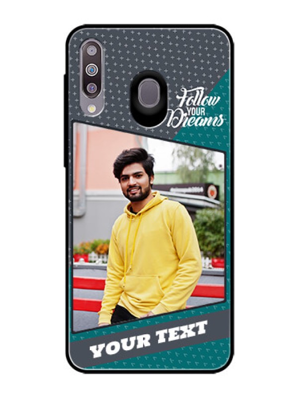 Custom Samsung Galaxy M30 Personalized Glass Phone Case  - Background Pattern Design with Quote