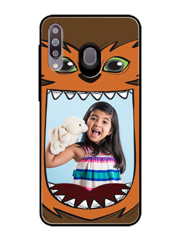 Custom Samsung Galaxy M30 Photo Printing on Glass Case  - Owl Monster Back Case Design