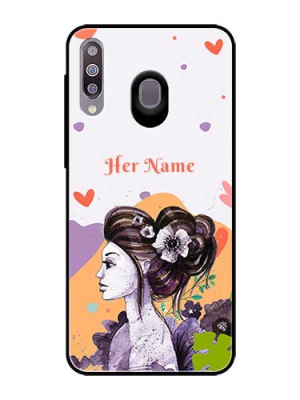 Custom Galaxy M30 Personalized Glass Phone Case - Woman And Nature Design