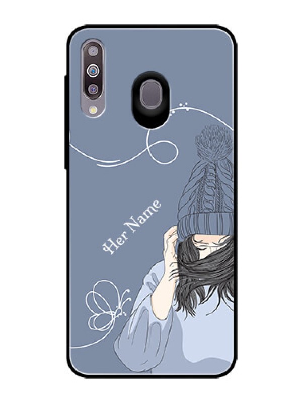 Custom Galaxy M30 Custom Glass Mobile Case - Girl in winter outfit Design