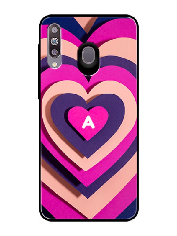 Custom Galaxy M30 Custom Glass Mobile Case - Cute Heart Pattern Design