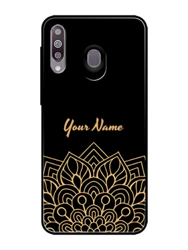 Custom Galaxy M30 Custom Glass Phone Case - Golden mandala Design