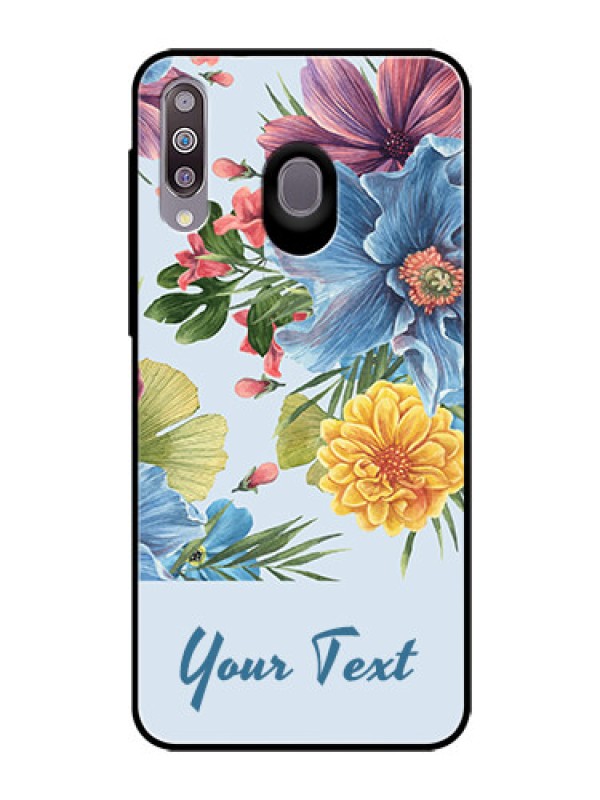 Custom Galaxy M30 Custom Glass Mobile Case - Stunning Watercolored Flowers Painting Design