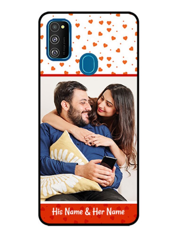 Custom Samsung Galaxy M30s Custom Glass Phone Case  - Orange Love Symbol Design