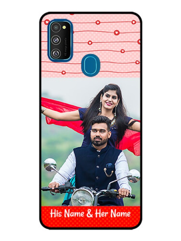 Custom Samsung Galaxy M30s Personalized Glass Phone Case  - Red Pattern Case Design