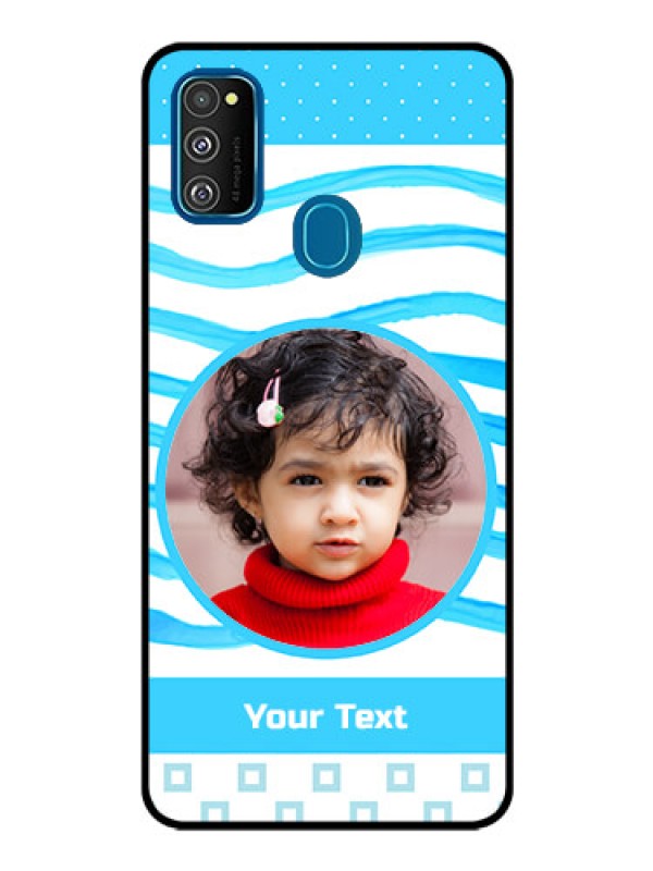 Custom Samsung Galaxy M30s Custom Glass Phone Case  - Simple Blue Case Design
