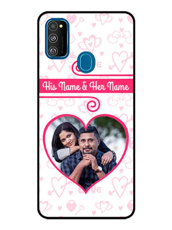 Custom Samsung Galaxy M30s Personalized Glass Phone Case  - Heart Shape Love Design