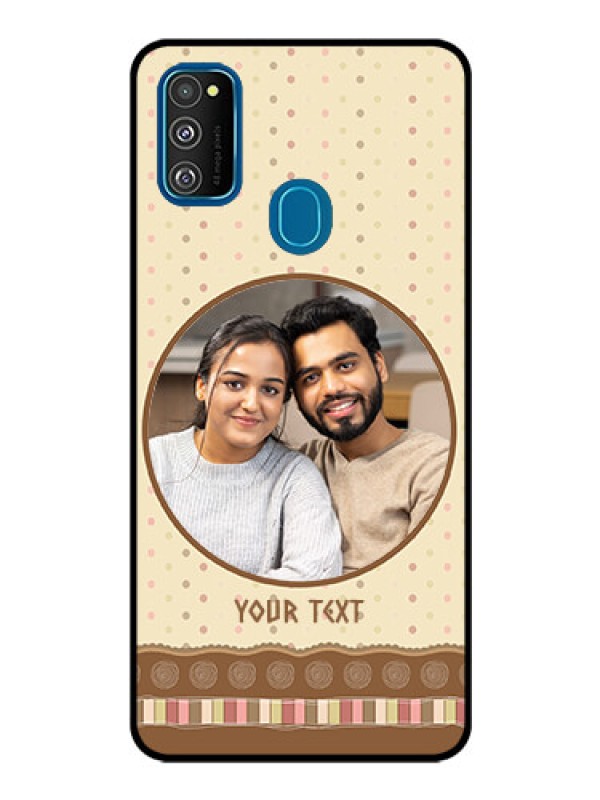 Custom Samsung Galaxy M30s Custom Glass Mobile Case  - Brown Dotted Mobile Case Design