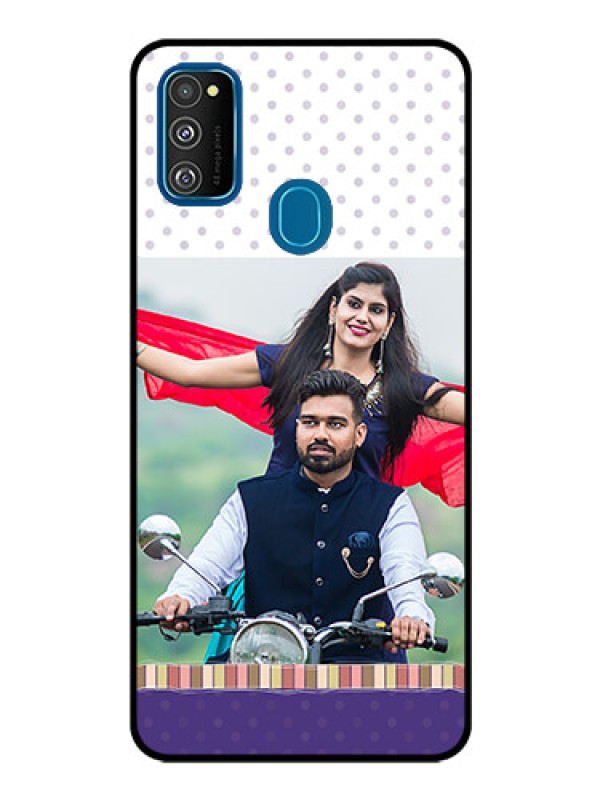 Custom Samsung Galaxy M30s Photo Printing on Glass Case  - Cute Family Design