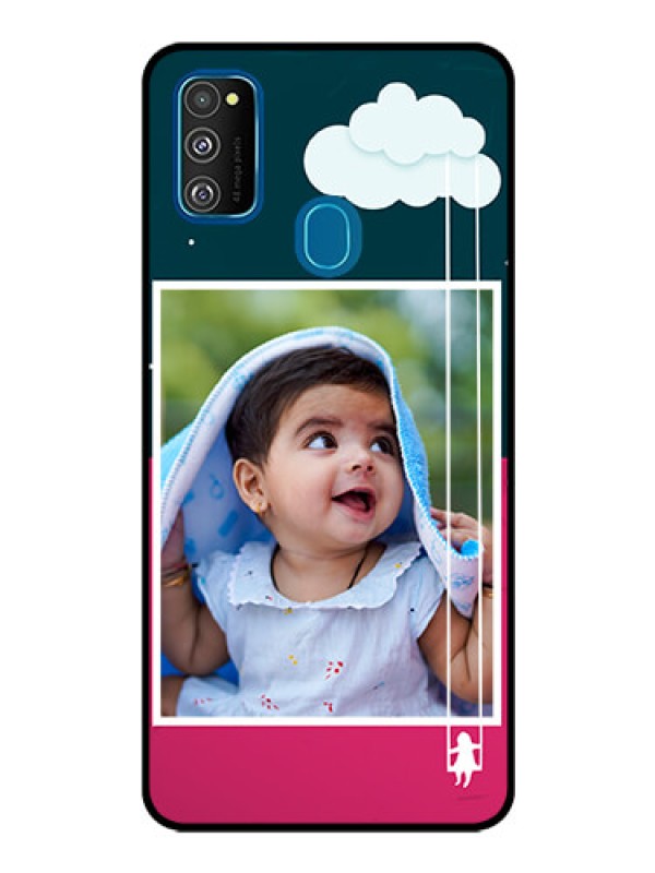 Custom Samsung Galaxy M30s Custom Glass Phone Case  - Cute Girl with Cloud Design