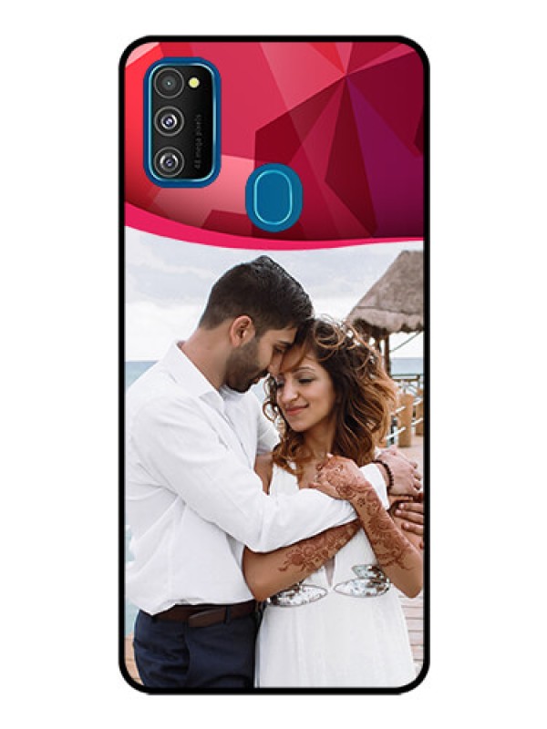 Custom Samsung Galaxy M30s Custom Glass Mobile Case  - Red Abstract Design